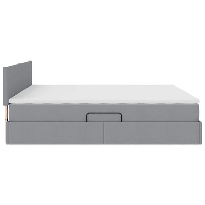 Bed met LED -striplichten Lichtgrijs 180 x 200 cm Stof