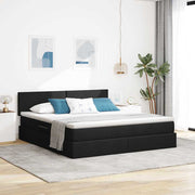 Opbergbed 180x200 cm zwart met LED
