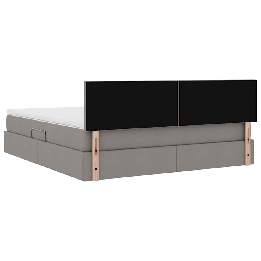 Bed met LED -striplichten met opslag Taupe 180 x 200 cm Stof