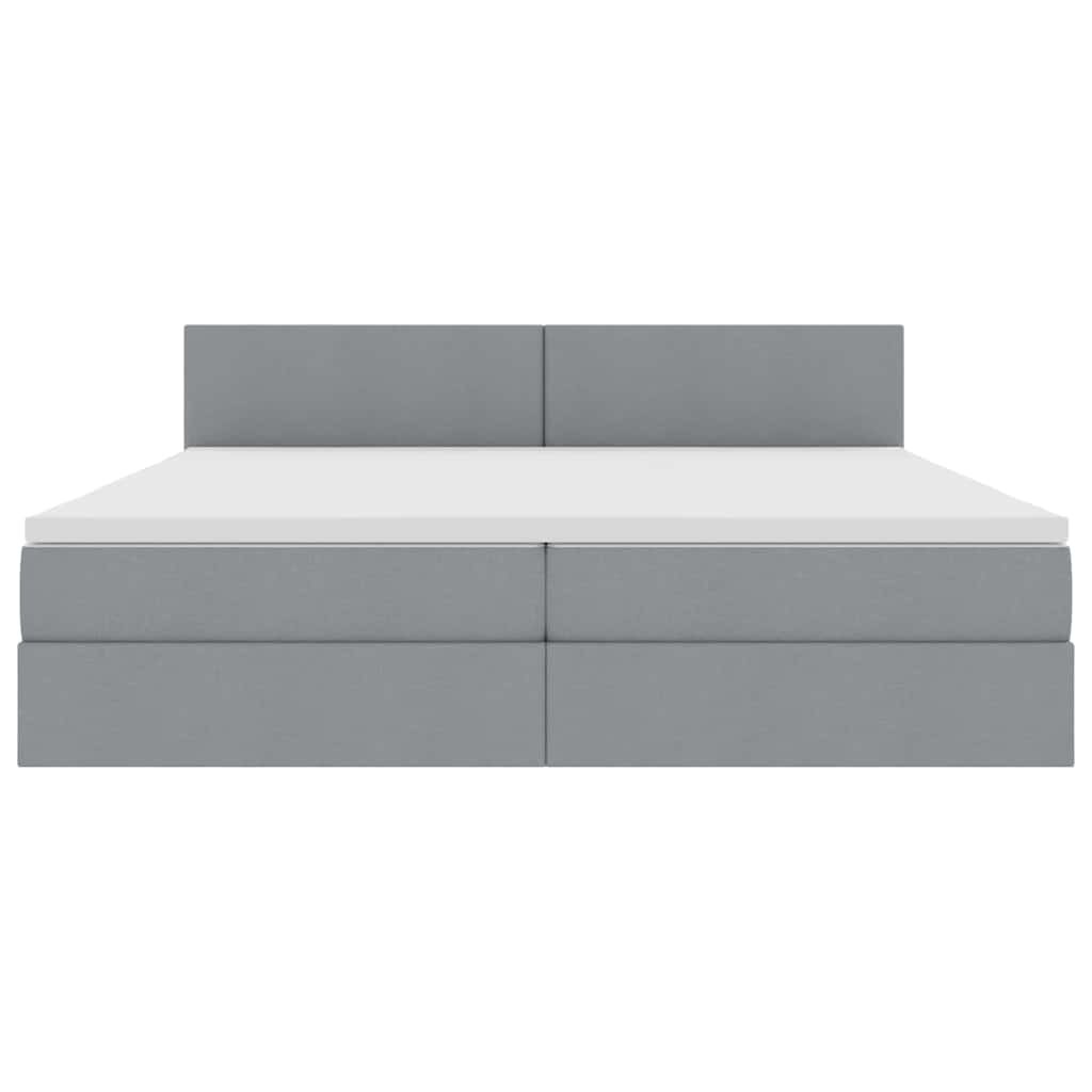 Bed met LED -striplichten Lichtgrijs 200 x 200 cm Stof