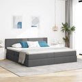 Storage Bed with LED and Mattress Dark Grey 200 x 200 cm Fabric