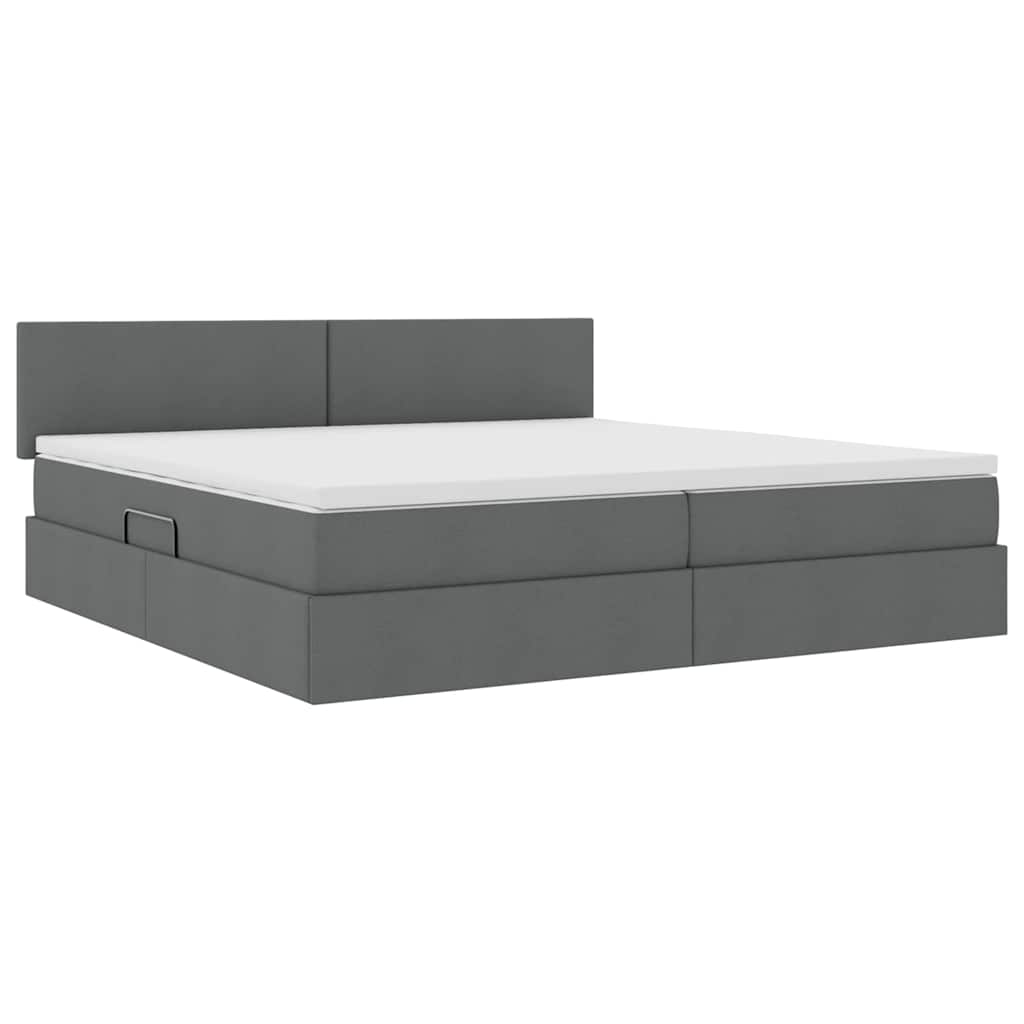 Bed met LED -striplichten Donkergrijs 200 x 200 cm Stof
