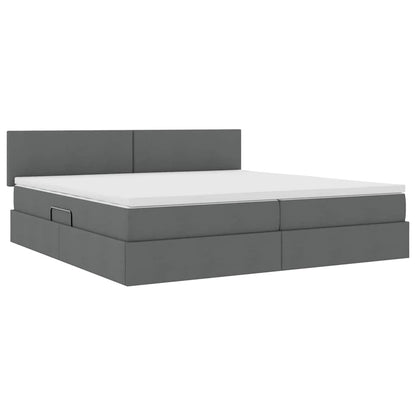 Bed met LED -striplichten Donkergrijs 200 x 200 cm Stof
