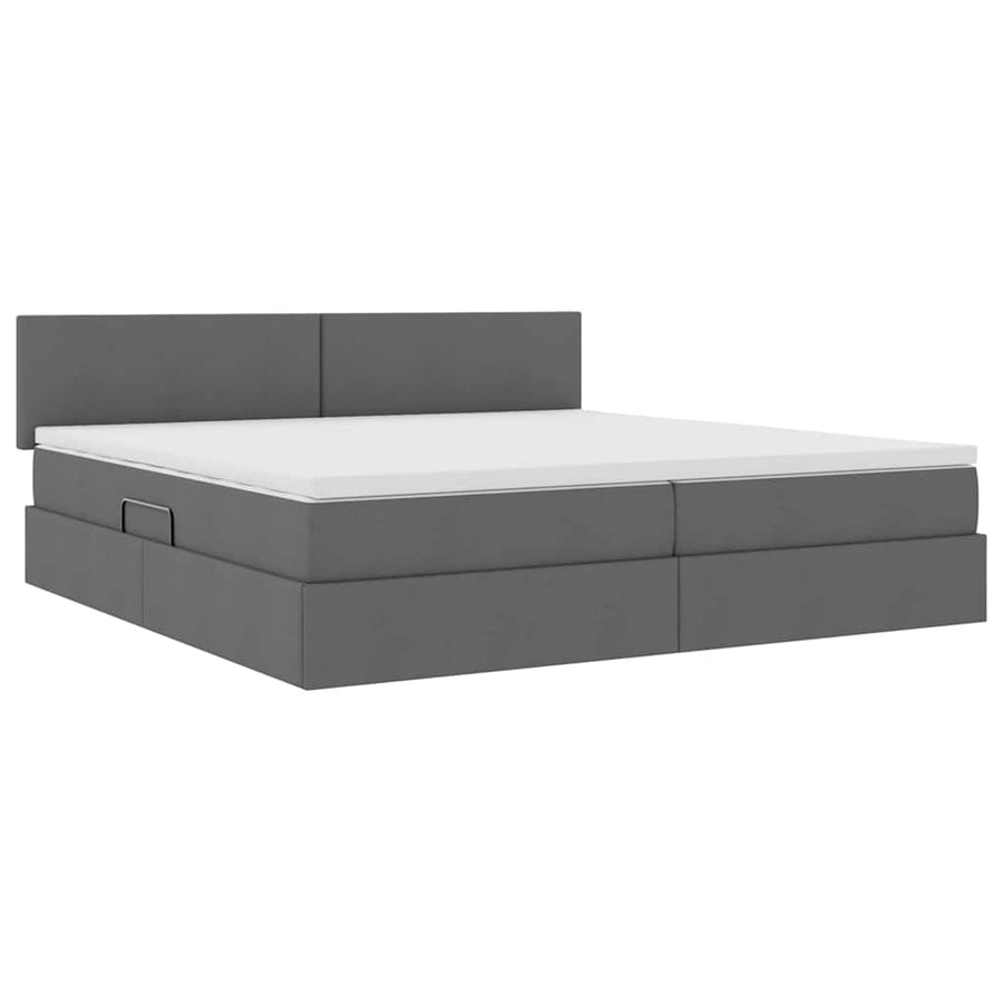 Bed met LED -striplichten Donkergrijs 200 x 200 cm Stof