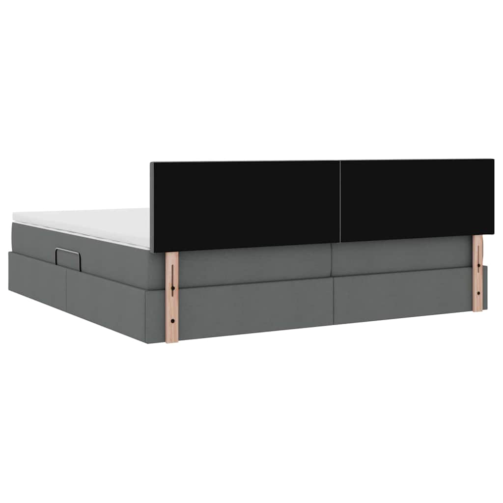 Bed met LED -striplichten Donkergrijs 200 x 200 cm Stof