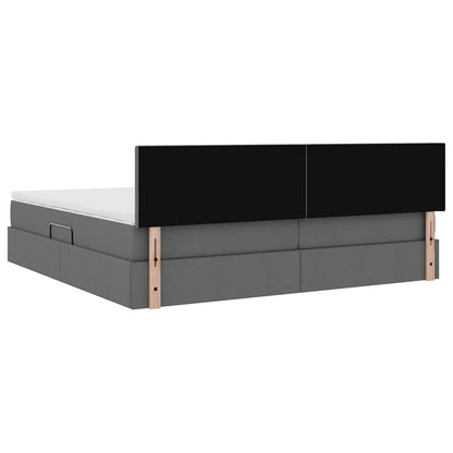 Bed met LED -striplichten Donkergrijs 200 x 200 cm Stof