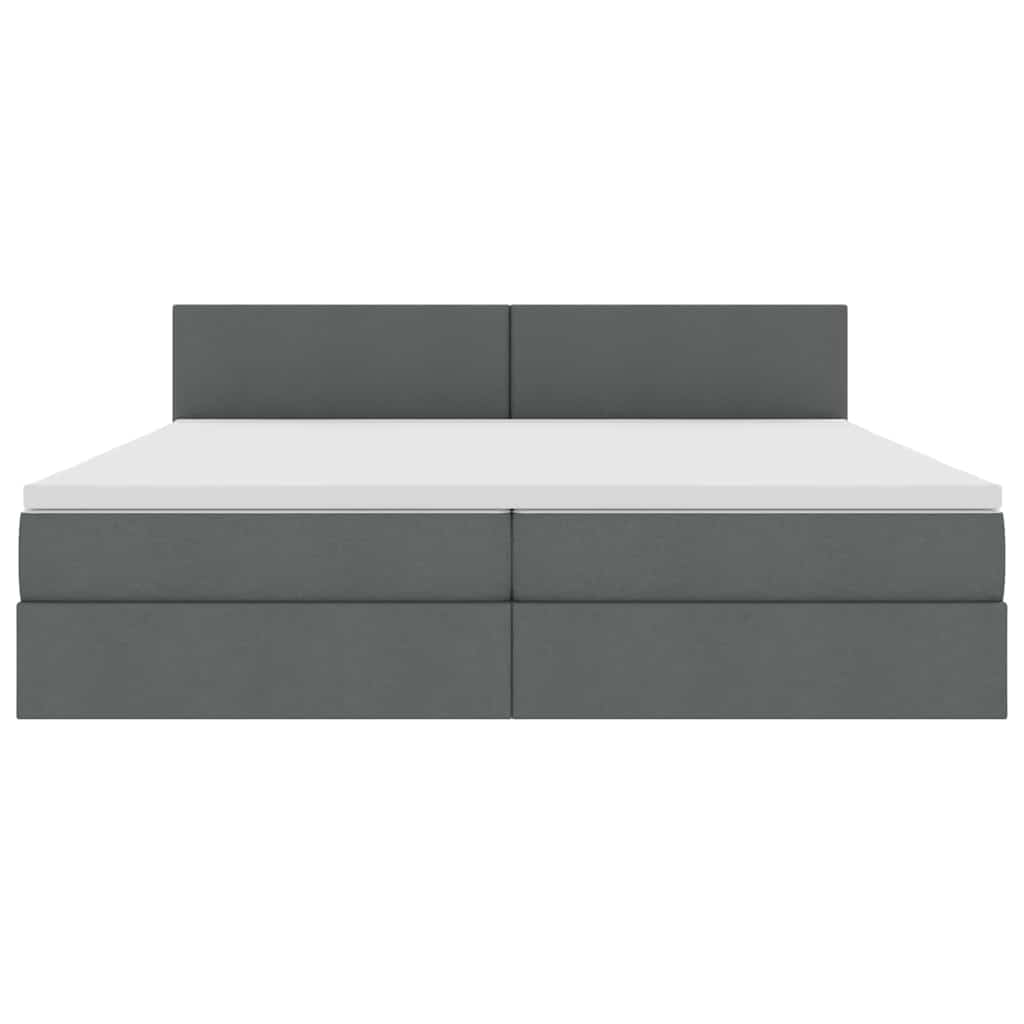 Bed met LED -striplichten Donkergrijs 200 x 200 cm Stof