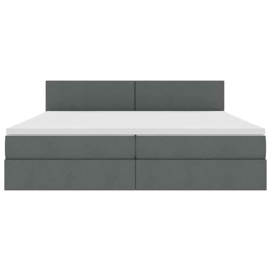 Bed met LED -striplichten Donkergrijs 200 x 200 cm Stof
