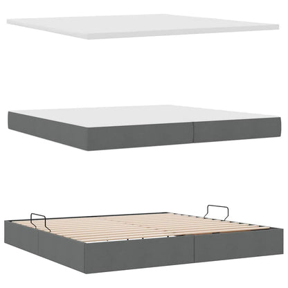 Bed met LED -striplichten Donkergrijs 200 x 200 cm Stof