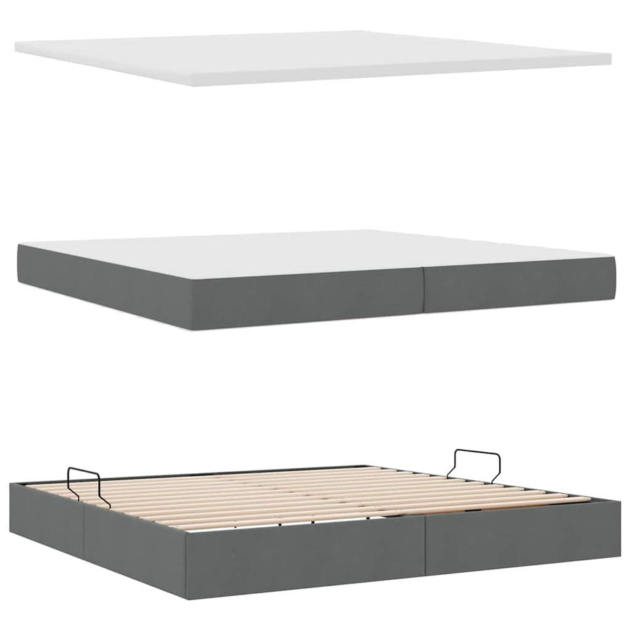 Bed met LED -striplichten Donkergrijs 200 x 200 cm Stof