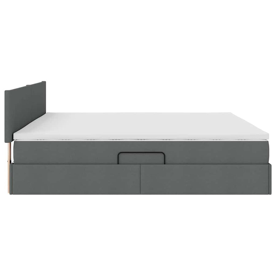 Bed met LED -striplichten Donkergrijs 200 x 200 cm Stof