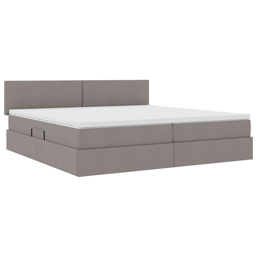 Bed met LED -striplichten met opslag Taupe 200 x 200 cm Stof