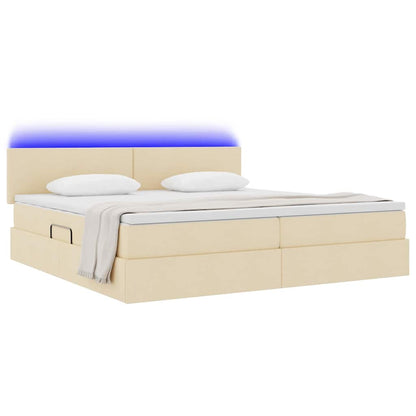 Opbergbed met LED met matras met LED Crème 200 x 200 cm Stof