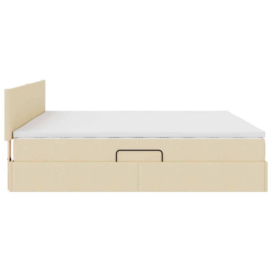 Opbergbed met LED met matras met LED Crème 200 x 200 cm Stof