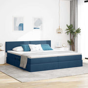 Opbergbed 200x200 cm blauw stof met LED