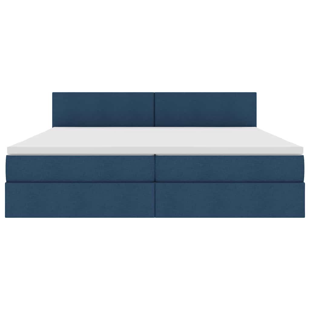 Bed met LED -striplichten met opslag Blauw 200 x 200 cm Stof