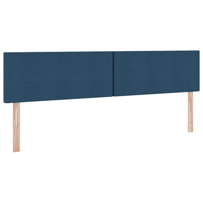 Bed met LED -striplichten met opslag Blauw 200 x 200 cm Stof