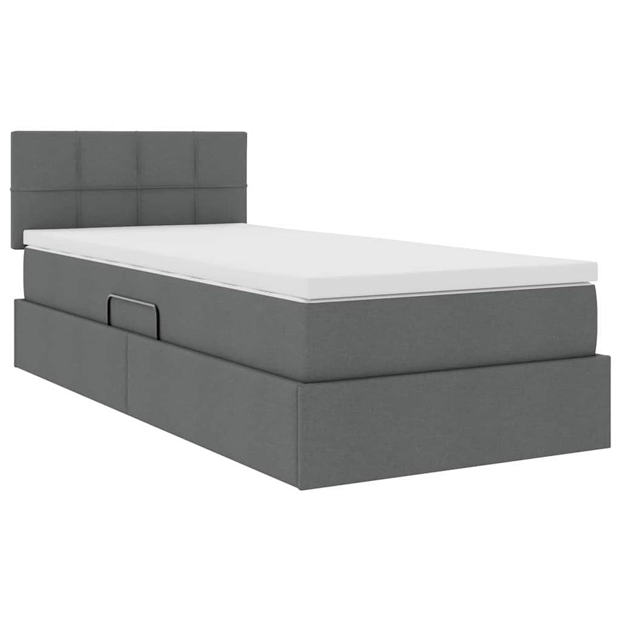 Opbergbed met LED met matras Donkergrijs 90 x 190 cm Stof