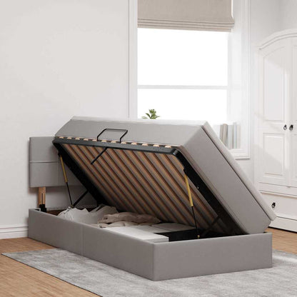 Opbergbed met LED met matras met LED Taupe 90 x 190 cm Stof