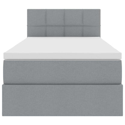 Opbergbed met LED met matras Lichtgrijs 90 x 200 cm Stof