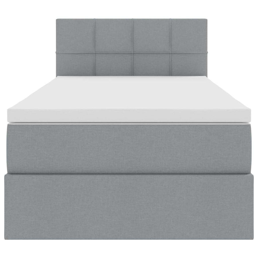 Opbergbed met LED met matras Lichtgrijs 90 x 200 cm Stof