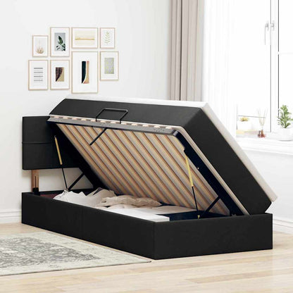 Opbergbed met LED met matras met LED Zwart 90 x 200 cm Stof