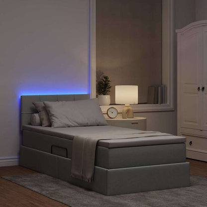 Opbergbed met LED met matras Lichtgrijs 100 x 200 cm Stof