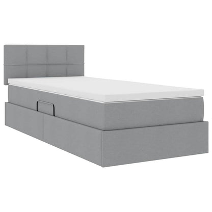 Opbergbed met LED met matras Lichtgrijs 100 x 200 cm Stof