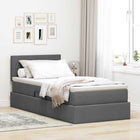 Storage Bed with LED and Mattress Dark Grey 100 x 200 cm Fabric