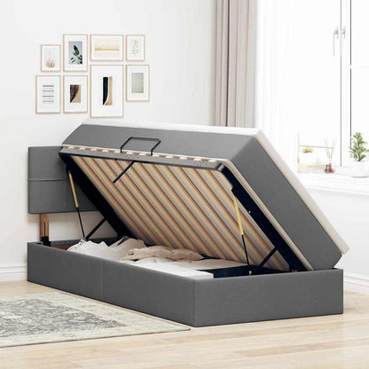 Opbergbed met LED met matras Donkergrijs 100 x 200 cm Stof