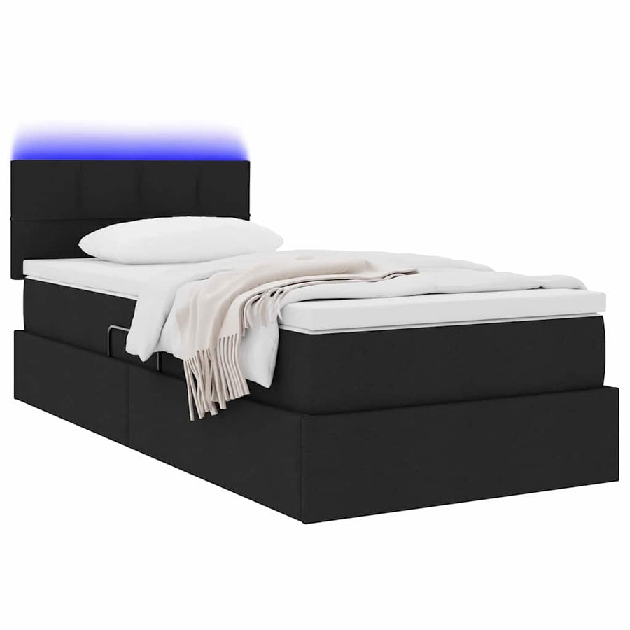 Opbergbed met LED met matras met LED Zwart 100 x 200 cm Stof