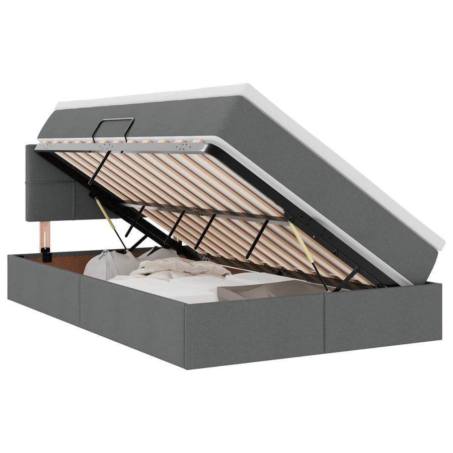 Opbergbed met LED met matras Donkergrijs 120 x 190 cm Polyester