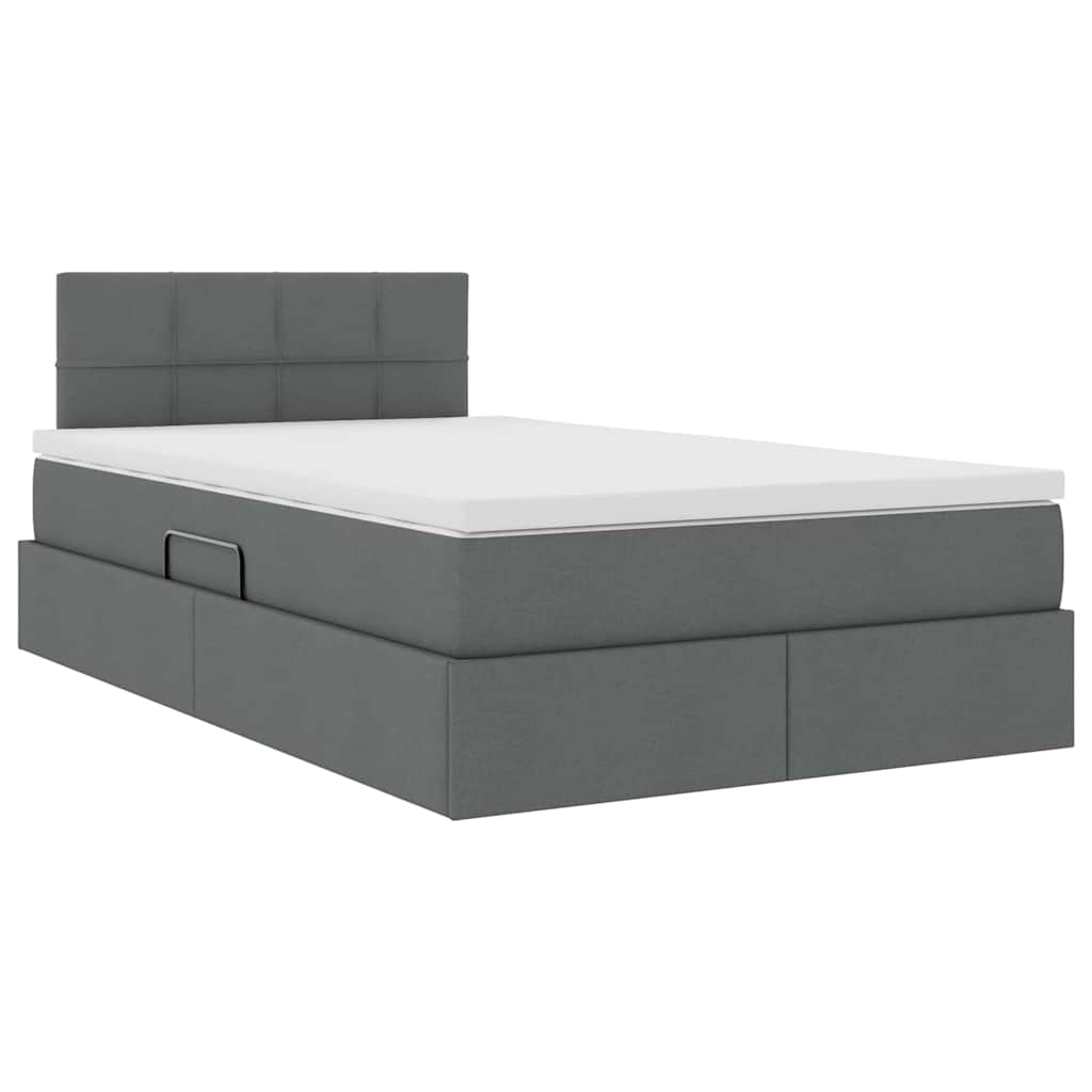 Opbergbed met LED met matras Donkergrijs 120 x 190 cm Polyester