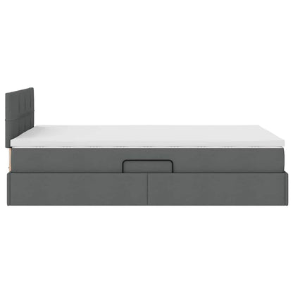 Opbergbed met LED met matras Donkergrijs 120 x 190 cm Polyester