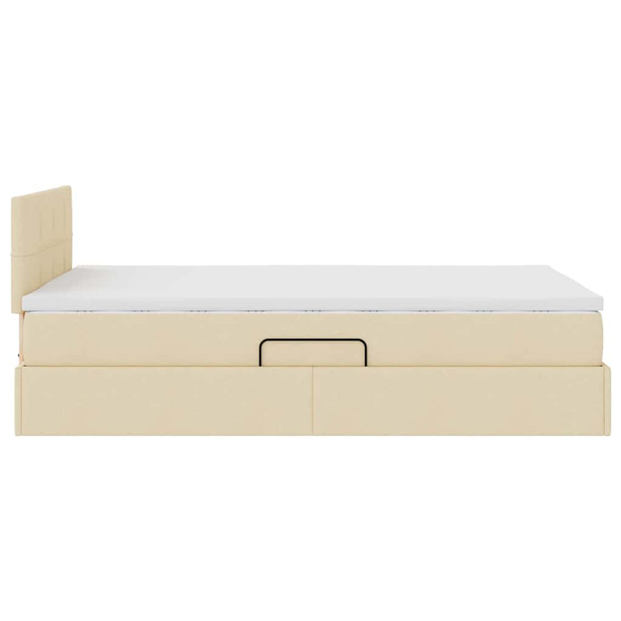 Opbergbed met LED met matras met LED Crème 120 x 190 cm Stof
