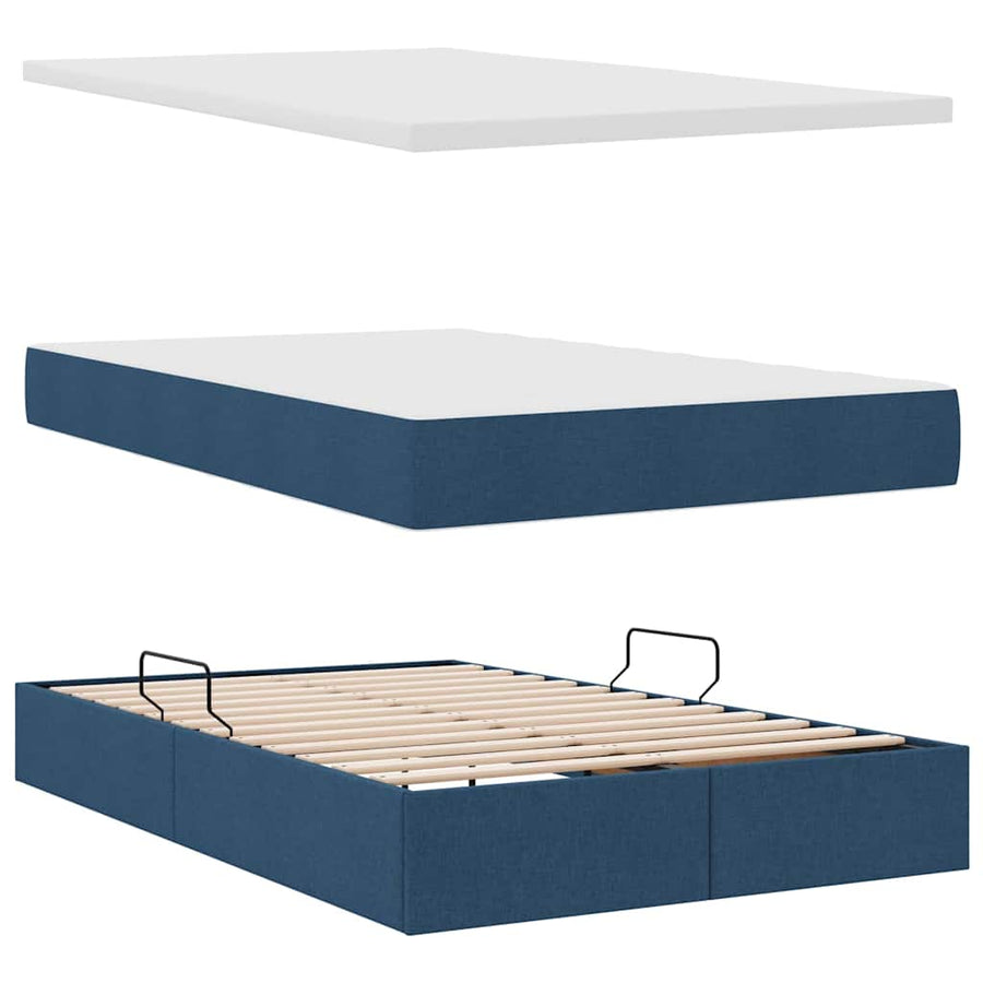 Opbergbed met LED met matras met LED Blauw 120 x 190 cm Stof