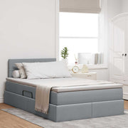 Opbergbed 120x200 cm lichtgrijs stof met LED