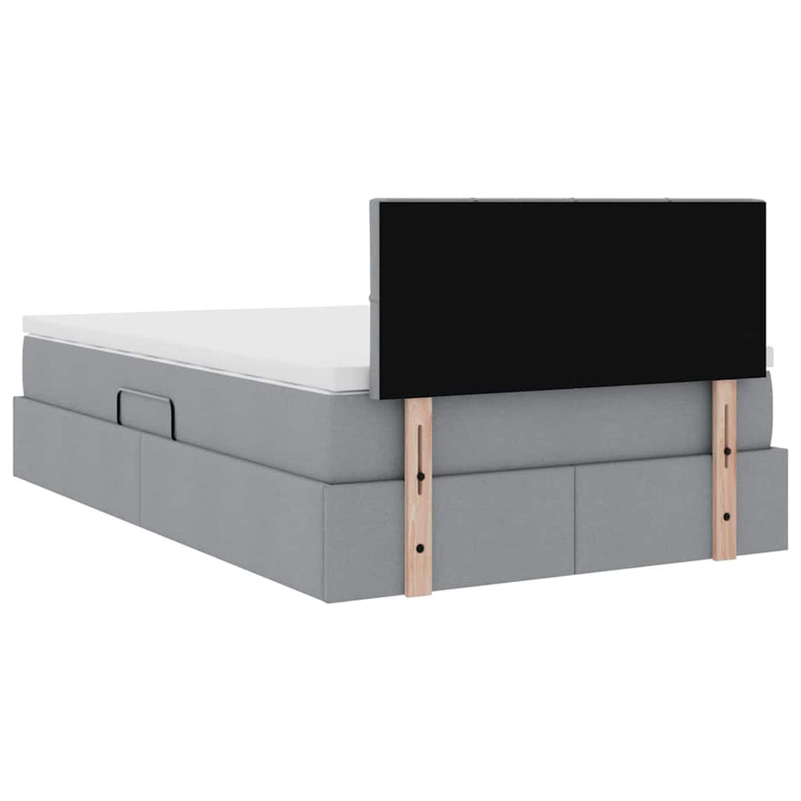 Bed met LED -striplichten Lichtgrijs 120 x 200 cm Stof