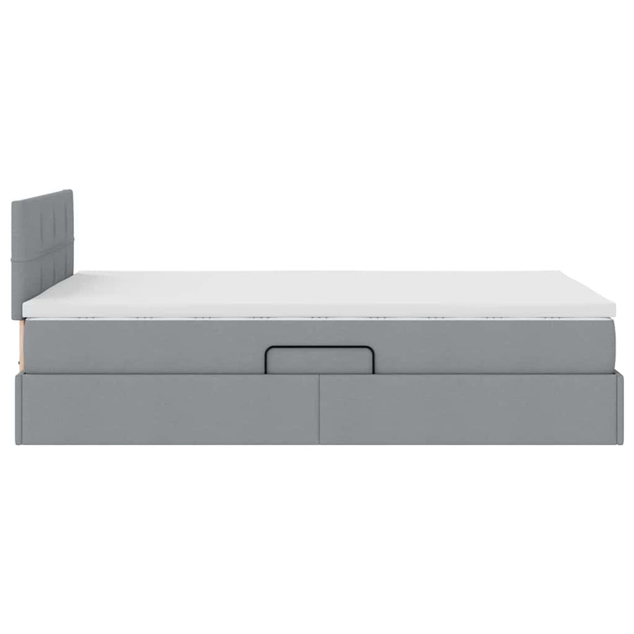 Bed met LED -striplichten Lichtgrijs 120 x 200 cm Stof