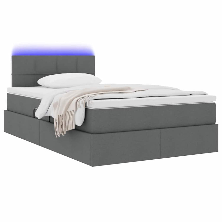 Bed met LED -striplichten Donkergrijs 120 x 200 cm Stof