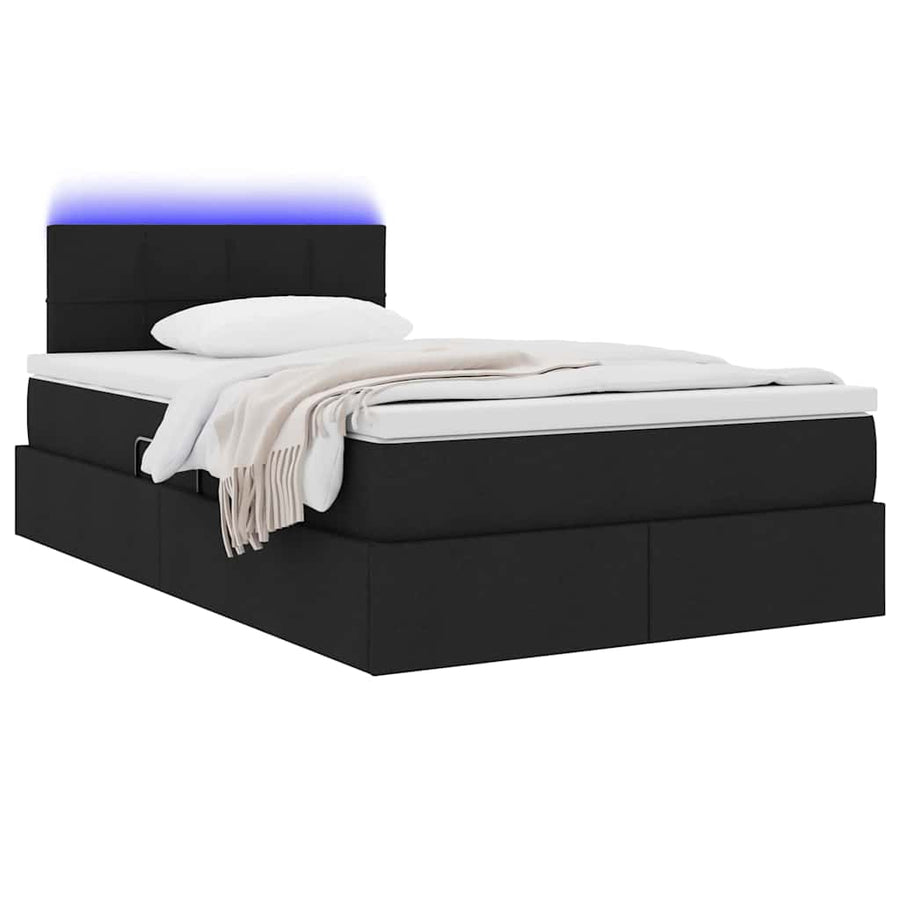 Bed met LED -striplichten met opslag Zwart 120 x 200 cm Stof