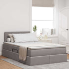 Storage Bed with LED with Mattress with LED Taupe 120 x 200 cm Fabric