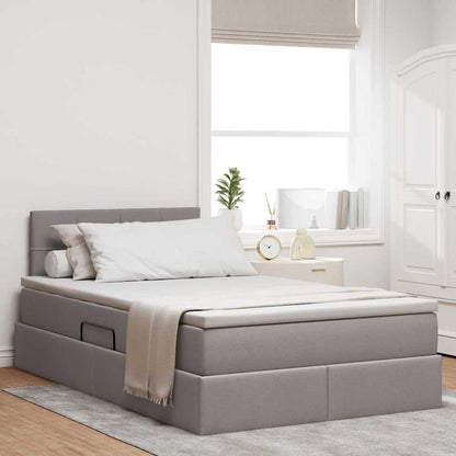 Bed met LED -striplichten met opslag Taupe 120 x 200 cm Stof