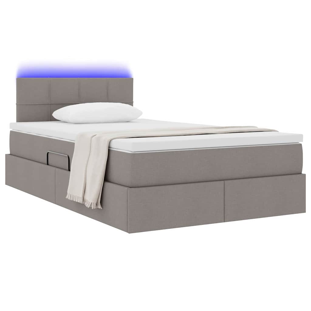 Bed met LED -striplichten met opslag Taupe 120 x 200 cm Stof