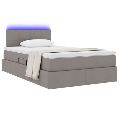 Bed met LED -striplichten met opslag Taupe 120 x 200 cm Stof