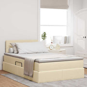 Opbergbed 120x200 cm stof crème met LED
