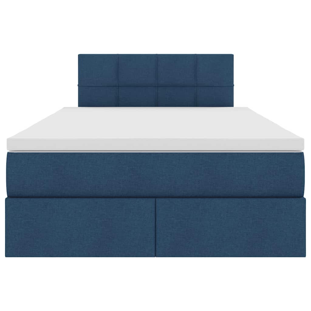 Bed met LED -striplichten met opslag Blauw 120 x 200 cm Stof
