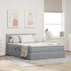 Storage Bed with LED with Mattress Light Gray 140 x 190 cm Fabric