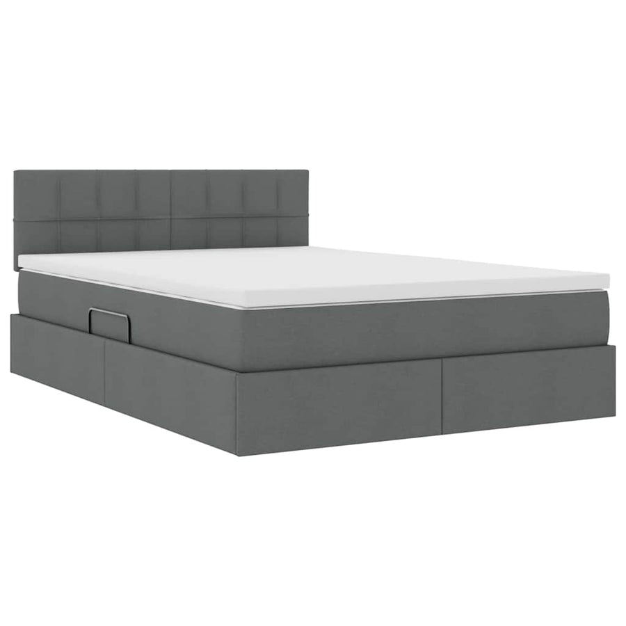 Bed met LED -striplichten Donkergrijs 140 x 190 cm Stof