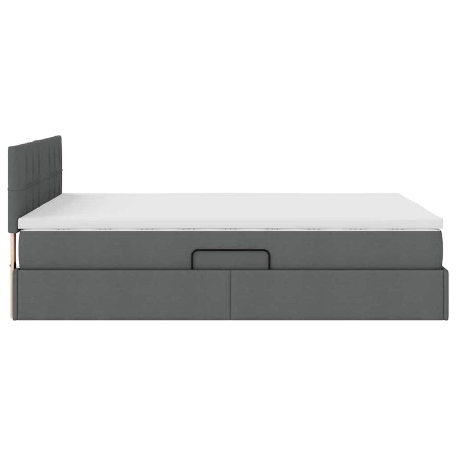 Bed met LED -striplichten Donkergrijs 140 x 190 cm Stof